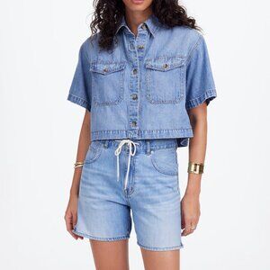 NEW Madewell Drawstring Denim Airy Short Size 25